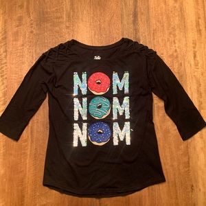 Justice for girls 3/4 length sleeve T-shirt with donut graphic